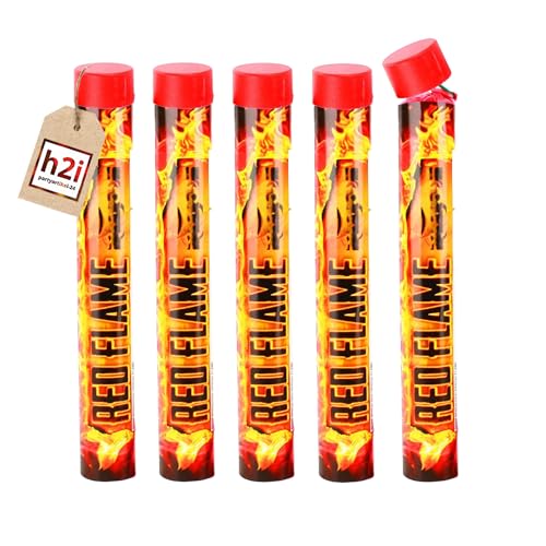 h2i Bengalo - Bengalfeuer | 5 St. | Rot | 40 s | Kraftvolle Handfackel für spektakuläre Lichteffekte | Leuchtfackel & Lanzenlicht mit heller Flamme & Rauch | Ideal für Partys & Events | Kat F1 von h2i
