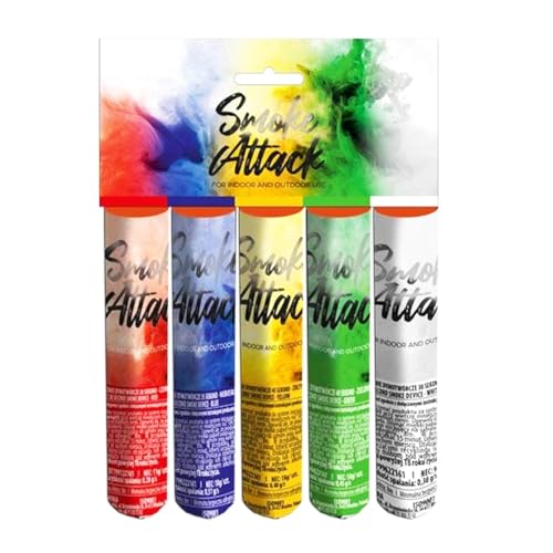 h2i Rauch Vulkan Fontäne | 5 Stück | Smoke Color Mix | +/- 35 sek | Smoke Tube Rauchfackel Rauchtopf Rauchgenerator Rauchbombe mit dichtem kräftigem Rauch Í Ganzjahresfeuerwerk Kat T1/F1 von h2i
