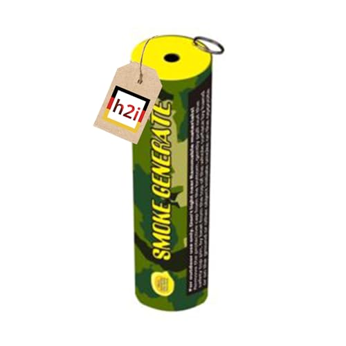 h2i Rauchgenerator mit Reißzünder| 1 Stück | Gelb | +/- 180 sec | Rauch Vulkan Fontäne | Rauchtopf Rauchgenerator Rauchbombe | dichter kräftiger Rauch | Ganzjahresfeuerwerk Kat T1/F1 von h2i