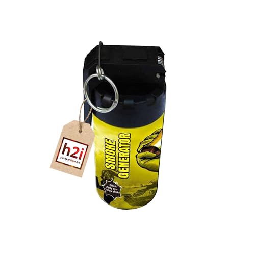 h2i Rauchgenerator mit Reißzünder| 1 Stück | Gelb | +/- 60 sek | Rauch Vulkan Fontäne | Rauchtopf Rauchgenerator Rauchbombe | dichter kräftiger Rauch | Ganzjahresfeuerwerk Kat T1/F1 von h2i