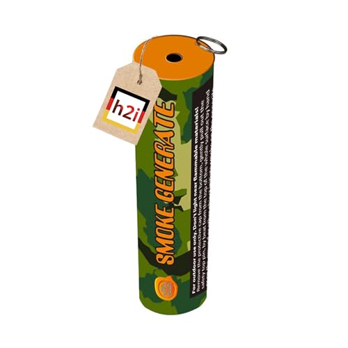 h2i Rauchgenerator mit Reißzünder| 1 Stück | Orange | +/- 180 sec | Rauch Vulkan Fontäne | Rauchtopf Rauchgenerator Rauchbombe | dichter kräftiger Rauch | Ganzjahresfeuerwerk Kat T1/F1 von h2i