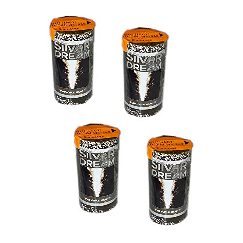 h2i Silver Dream Vulkan | 4 St. | +/- 20 sek | Outdoor Leuchtfontäne mit Silber Funkenregen für Silvester, Halloween & Partys | Kinder & Jugendfeuerwerk | a | Ganzjahresfeuerwerk Kat 1 von h2i