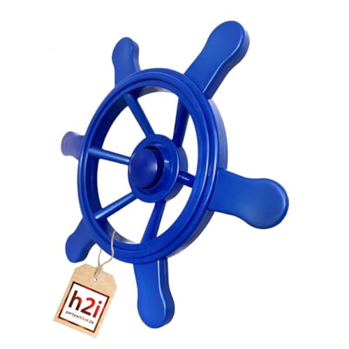 h2i Steuerrad Spielturm & Spielhaus | Piraten Steuerrad aus wetterfestem Kunststoff | bewegliches Spielschiff Lenkrad mit Drehgeräusch | Spielturm Zubehör | blau von h2i