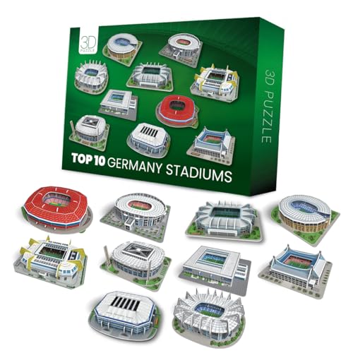 Habarri - 3D Puzzle Set - 10 x Mini Fußballstadion - Fußball Fanartikel - Deutsche Liga - Modellbau - Puzzle für Kinder und Erwachsene - Modellbausatz - Fussball Geschenke Jungen von habarri