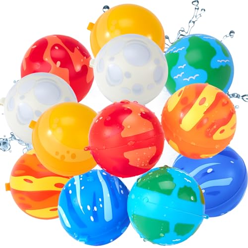 12 Stück Wasserbomben Wiederverwendbar Selbstschließend, Wasserballons Wasserspielzeug Pool Spielzeug Strandspielzeug Bunt Gemischt Wasserbahn für Kinder, Erwachsene, Strand, Poolparty Sommer Draussen von hahaland