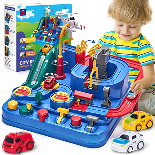 hahaland Spielzeug ab 2 3 4 5 Jahre, Auto Spielzeug ab 2 Jahre Junge Mädchen, Autorennbahn Abenteuer Auto Kinder Set, Spielzeugauto Geschenk für Kinder 2 3 4 5 Jahre Junge von hahaland