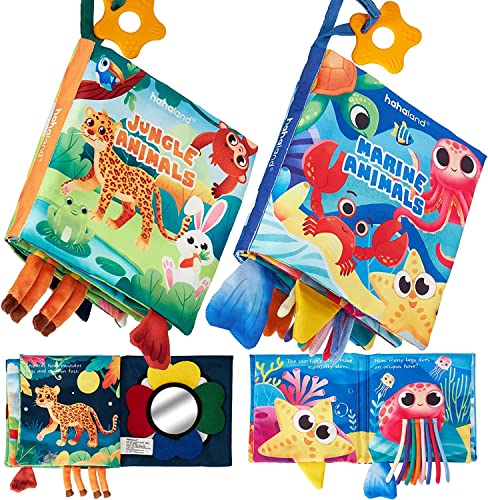 Baby Spielzeug 0-6 Monate 2 PCS Bücher Montessori Sensorik Crinkle Spielzeug 0 6 12 Monate Kleinkind 0-3 Monate weichen Stoff Buch für Junge Mädchen Dusche Geschenk von hahaland