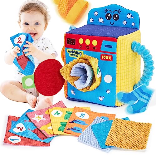 Baby Spielzeug 6 Monate Baby Tissue Box Spielzeug Montessori-Spielzeug 6-12 Monate mit Sensorischen Texturierte Stofftücher Crinkle Papiere, Kontrastfarben Weiche Tummy Time Spielzeug Frühes Lernen von hahaland