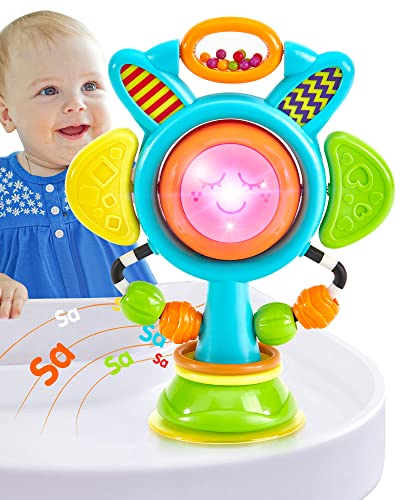 Baby Spielzeug 6 Monate Kleinkindspielzeug Hochstuhlspielzeug mit Saugnäpfen ab 6-12 Monate Klang Licht Rassel Greifling Sensorisches Spielzeug für Baby 6 12 18 Geschenk von hahaland