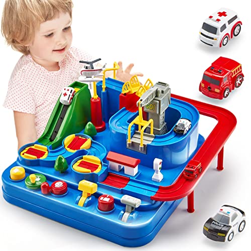 Auto Spielzeug ab 3 4 5 6 Jahre - Track Cars Spielzeug Autobahn Kinder für Kinder Jungen Mädchen über 3 Jahre, Abenteuer Autopark für Geschenk von hahaland