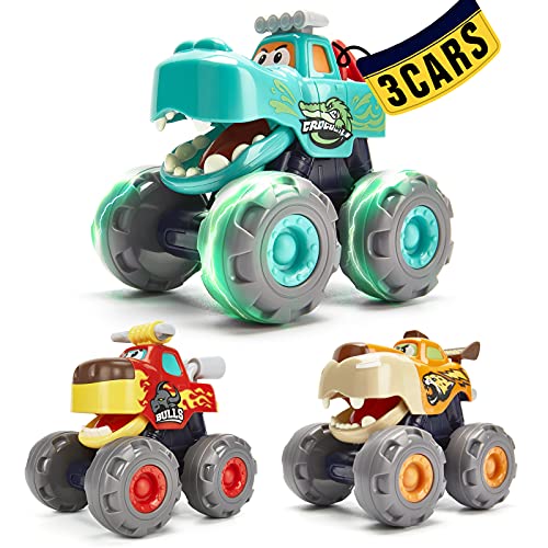 Monster Trucks Spielzeug ab 1 Jahr ziehen Fahrzeuge zurück 3PCS Auto Spielzeug Geschenke für Kleinkinder 1 2 Jahr Alte Junge Mädchen von hahaland