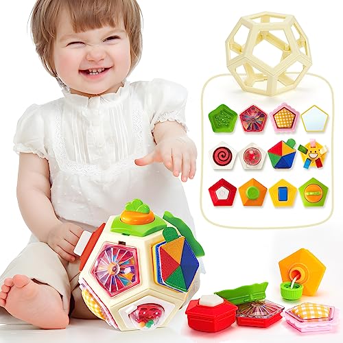 Montessori Spielzeug für 1 Jahr Mädchen Geschenke Beschäftigung Fidget Cube Reisespielzeug für 12–18 Monate Sensorische Entwicklung Spielzeug für 3 6 12 18 Monate Geburtstag Geschenke von hahaland