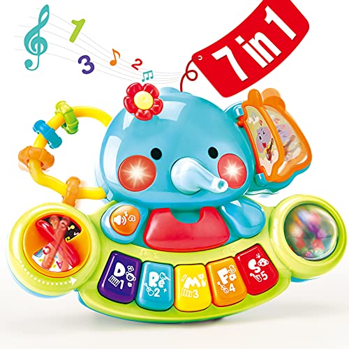 Musikspielzeug Baby Spielzeug 6 Monate, Elefant Baby Spielzeug ab 3 6 Monate Mädchen Motorikspielzeug, Musikinstrumente mit Licht & Klang Kinder Keyboard Babyspielzeug ab 1 Jahr Mädchen Jungen von hahaland