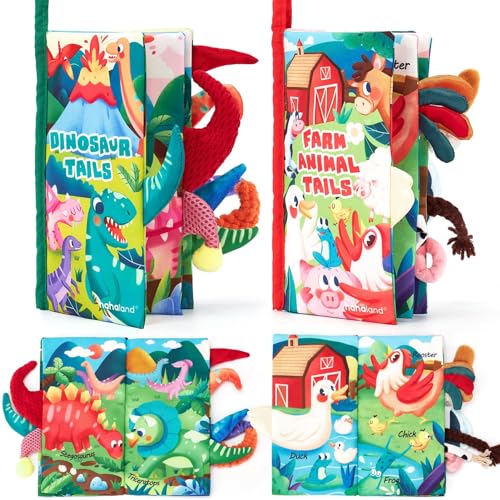 hahaland Baby Spielzeug 0 6 Monate Babybuch 2-Pack Sensorisches Stoffbuch, Interaktive Fühlbuch Bauernhof & Dinosaurier Lernspielzeuge Quiet Book Geschenk für Neugeborene hahaland Baby Spielzeug 0 6 Monate Babybuch 2-Pack Sensorisches Stoffbuch, Interaktive Fühlbuch Bauernhof & Dinosaurier Lernspielzeuge Quiet Book Geschenk für Neugeborene von hahaland