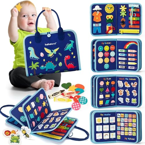 hahaland Busy Board 7 in 1 für Kleinkinder ab 2 Jahr - Activity Board Baby Sensorisches Montessori Spielzeug ab 1 2 3 4 5 Jahre Lernspielzeug für Jungen Mädchen von hahaland