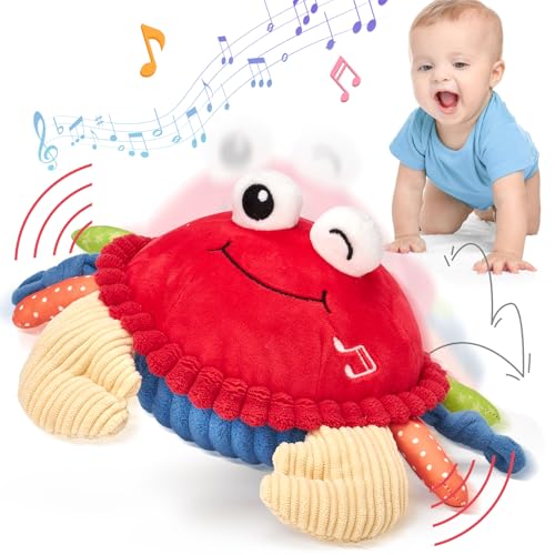 hahaland Krabbe Baby Spielzeug 6 8 9 10 12 Monate, Musikalische Krabbelspielzeug, Crawling Crab Tummy Time Toy, Babyspielzeug ab 1 Jahr Geschenk für Neugeborenes Junge Mädchen von hahaland
