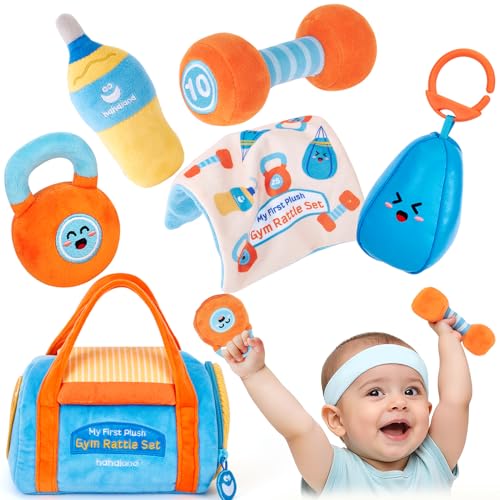 hahaland Plüsch Fitness Rassel Set mit Spiegel,Baby Knister Spielzeug Greifspielzeug für Jungen und Mädchen 0 3 6 Monate, Neugeborene Geschenk, Sensorik Montessori Motorikspielzeug hahaland Plüsch Fitness Rassel Set mit Spiegel,Baby Knister Spielzeug Greifspielzeug für Jungen und Mädchen 0 3 6 Monate, Neugeborene Geschenk, Sensorik Montessori Motorikspielzeug von hahaland