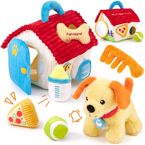 hahaland Plüsch Hund Baby Spielzeug Set für ab 6 8 9 10 Monate, Montessori Hundehütte Design mit Rassel Spiegel & Formen,Sensorik Babyspielzeug Lernen & Rollenspiel,Geschenk Spielzeug ab 1 2 3 Jahr hahaland Plüsch Hund Baby Spielzeug Set für ab 6 8 9 10 Monate, Montessori Hundehütte Design mit Rassel Spiegel & Formen,Sensorik Babyspielzeug Lernen & Rollenspiel,Geschenk Spielzeug ab 1 2 3 Jahr von hahaland