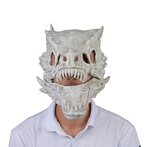 hahuha Halloween Party Bewegliche Tiere Maske Kopf Simulation Maske Set Latex Schnuller Drachenknochen Dinosaurier Maske Halloween Party (7-Mehrfarbig, Einheitsgröße) von hahuha