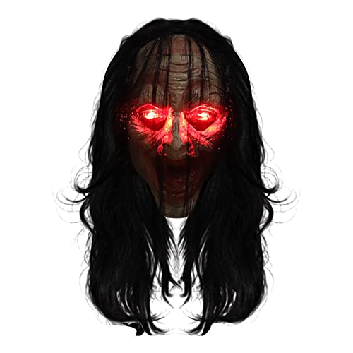 hahuha Halloween Party Blutig Gruseliges Halloween-Gesicht mit leuchtenden gruseligen Augen Kopfbedeckung Gruselmaske Party (B-6, Einheitsgröße) von hahuha