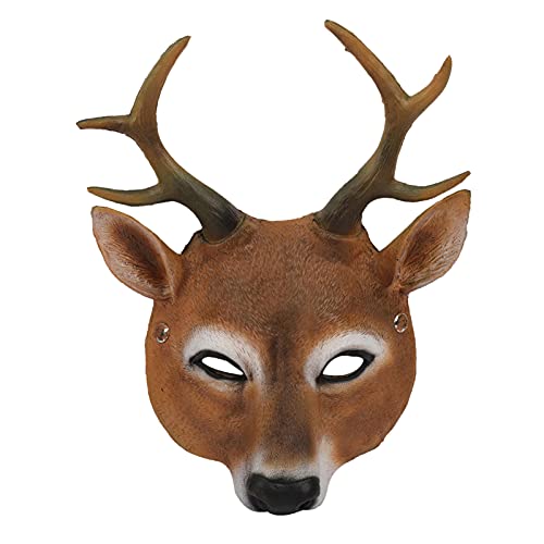 hahuha Party Favors Anime Head Cosplay Realistic Party Latex Christmas Animal Mask Mask Face Half 3D Halloween Deer Mask Halloween Party (b-Brown, One Size) von hahuha