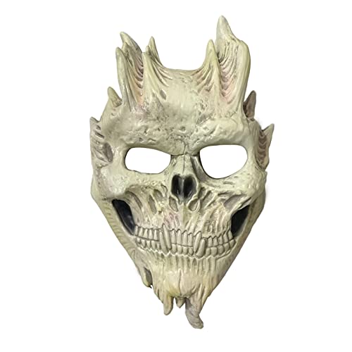 hahuha Party Favors Dämonen-Skelett-Maske, alte Knochenmaske, Maske für Halloween-Party (a-weiß, Einheitsgröße) von hahuha