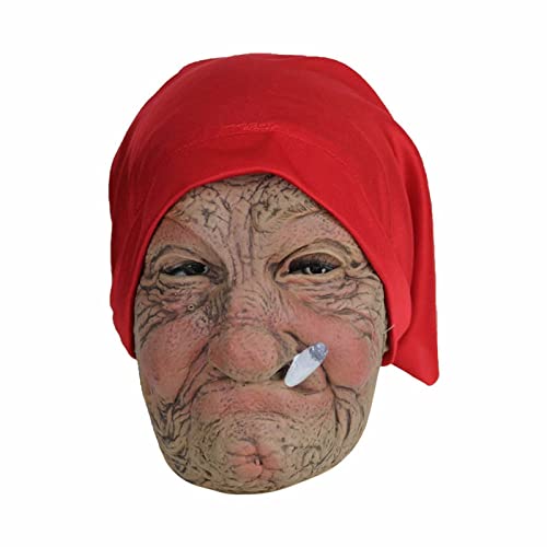 hahuha Party Favors Halloween Realistic Old Man Creepy Human Latex Scary Wrinkle Cosplay Costume Party Props Party Favors (4-Red, One Size) von hahuha