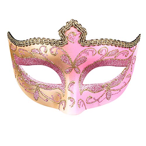 hahuha Party Mardi Vintage MaskMe Musical Karierte Herren-Maskerade (Pink-B, Einheitsgröße) von hahuha