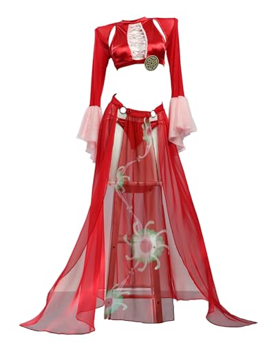 haikyuu Cosplay-Badeanzug für Damen, mit Wickelrock, Anime, zweiteilig, Neckholder, Rave-Bademode, Rot/Ausflug, einfarbig (Getaway Solids), XL von haikyuu