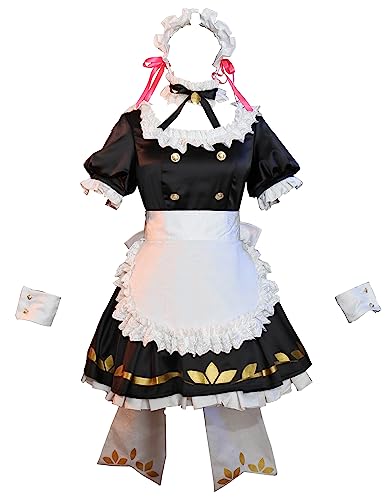 haikyuu Damen-Kostüm mit Stirnband, Schürze, Dienstmädchen, Cosplay, Halloween-Kleid (Größe L) von haikyuu