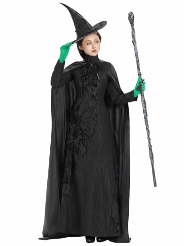 haikyuu Damenkostüm mit Docht, Hexenkostüm mit Umhang, schwarzer Zauberer, Cosplay, Halloween (schwarz, mittel) von haikyuu
