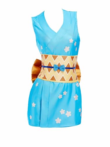 haikyuu Nami Kimono Japanisches Anime Cosplay Kostüm Blau Kleid Set, Blau, X-Large von haikyuu