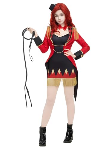 haikyuu Ringmeister-Kostüm für Damen, Halloween, Zirkus, Ringführer-Kleid, Outfits, Löwenbändiger, Cosplay, Rot, schwarz, S von haikyuu