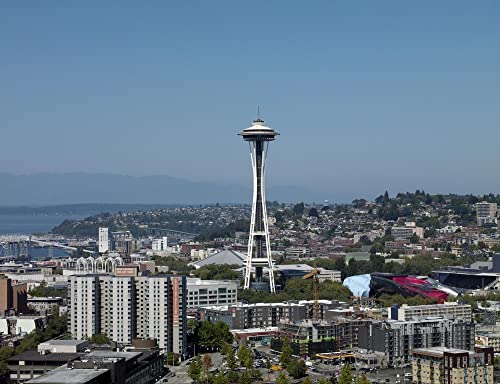 HANSEPUZZLE 12552 - Space Needle Puzzle 1000 Teile | Gebäude Puzzle mit hochwertiger Puzzle Aufbewahrung: Kartonbox und Wieder verschließbarem Beutel | Puzzle-Maße: 60 x 46 cm von hansepuzzle