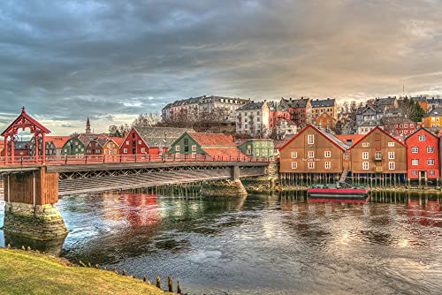 HANSEPUZZLE 74148 - Trondheim Puzzle 2000 Teile | Orte Puzzle mit hochwertiger Puzzle Aufbewahrung: Kartonbox und Wieder verschließbarem Beutel | Puzzle-Maße: 90 x 60 cm von hansepuzzle