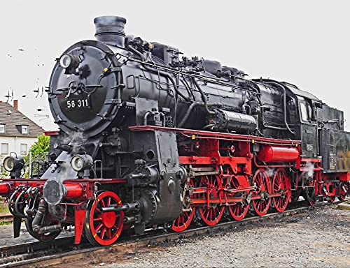 HANSEPUZZLE 93423 - Dampflokomotive Puzzle 1000 Teile | Fortbewegung Puzzle mit hochwertiger Puzzle Aufbewahrung: Kartonbox und Wieder verschließbarem Beutel | Puzzle-Maße: 60 x 46 cm von hansepuzzle