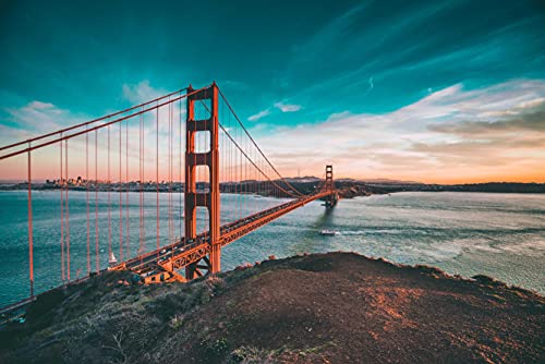 hansepuzzle 11229 - Golden Gate Brücke Puzzle 2000 Teile | Reisen Puzzle mit hochwertiger Puzzle Aufbewahrung: Kartonbox und Wieder verschließbarem Beutel | Puzzle-Maße: 90 x 60 cm von hansepuzzle