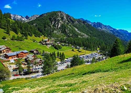hansepuzzle 15768 - Berg-Dorf Puzzle 260 Teile | Natur Puzzle mit hochwertiger Puzzle Aufbewahrung: Kartonbox und wiederverschließbarem Beutel | Puzzle-Maße: 41 x 28,7 cm von hansepuzzle