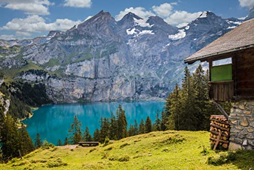 hansepuzzle 22459 - Oeschinensee Puzzle 2000 Teile | Natur Puzzle mit hochwertiger Puzzle Aufbewahrung: Kartonbox und Wieder verschließbarem Beutel | Puzzle-Maße: 90 x 60 cm von hansepuzzle