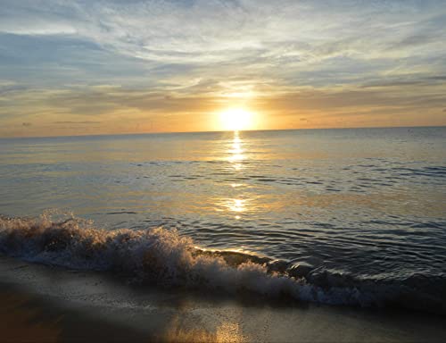 hansepuzzle 25373 - Sonnenuntergang am Meer Puzzle 1000 Teile | Natur Puzzle mit hochwertiger Puzzle Aufbewahrung: Kartonbox und Wieder verschließbarem Beutel | Puzzle-Maße: 60 x 46 cm von hansepuzzle