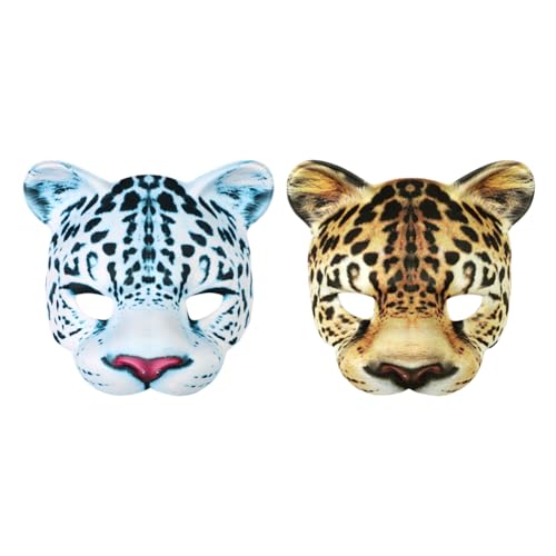 Gruselige Tiermasken, gruselig, Halloween, Horror, Leopard, Tigermaske, gruselig, hässlich, Tiger, Leopard, halbe Gesichtsabdeckung, Halloween, Cosplay, Requisiten, lustiges Kostüm, Verkleidung von haozaikeji