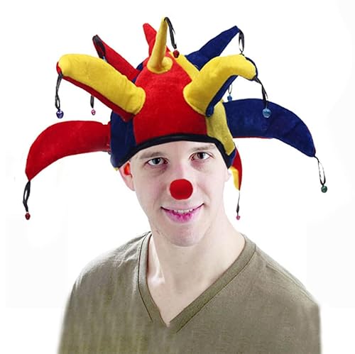Narrenkostüm, Clownhut und Nase, lustiger Hut, Halloween-Party, Kostüm, spitzer Jokerhut, mehrfarbig, Cosplay, Hut, verrückter Hut, Karnevalshut für Weihnachten, Karneval, Halloween Narrenkostüm, Clownhut und Nase, lustiger Hut, Halloween-Party, Kostüm, spitzer Jokerhut, mehrfarbig, Cosplay, Hut, verrückter Hut, Karnevalshut für Weihnachten, Karneval, Halloween von haozaikeji