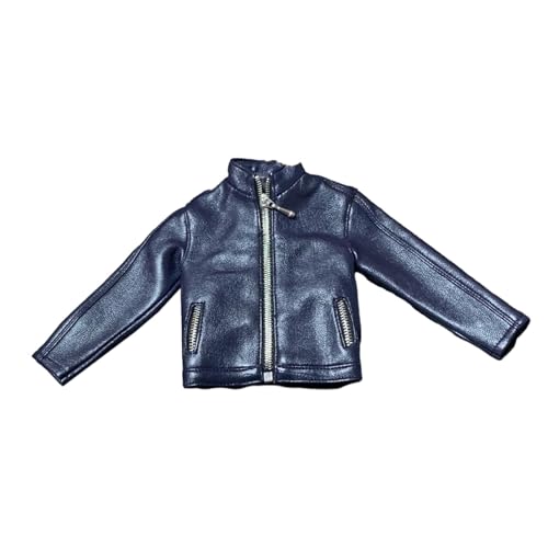 harayaa 1/6 PU-Lederjacke, Mini-Mantel mit Langen Ärmeln. Verkleiden Sie Sich für 12-Zoll-Soldatenfiguren, Blau von harayaa