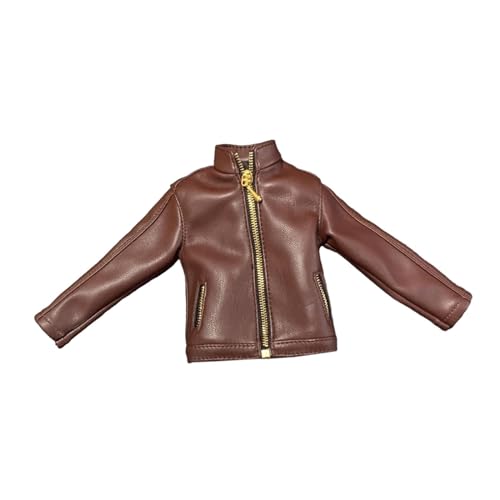 harayaa 1/6 PU-Lederjacke, Mini-Mantel mit Langen Ärmeln. Verkleiden Sie Sich für 12-Zoll-Soldatenfiguren, Rot von harayaa