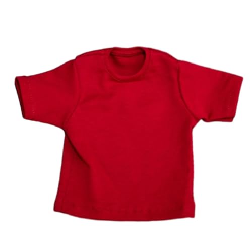 harayaa 1/6 weibliches T-Shirt, handgefertigte Puppenkleidung mit kurzen Ärmeln, Kostüm für 12-Zoll-Figuren, Puppenmodell, Anziehzubehör, Rot von harayaa