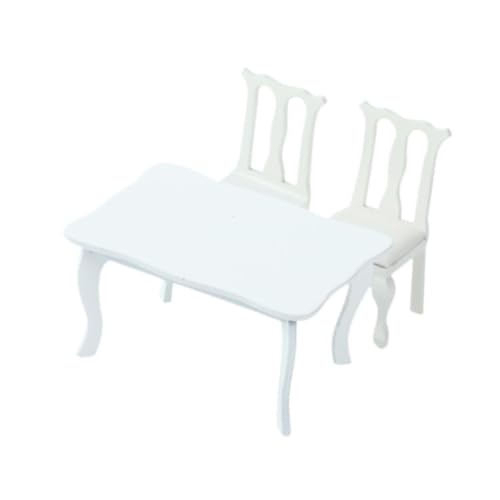 harayaa 1:12 Dollhouse Tisch und Stuhl Set Miniaturmöbel Spielzeug Simulationslebenszene Requisiten Holz Hobby Handwerk für Jungen Mädchen von harayaa