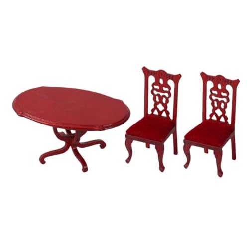harayaa 1:12 Puppenhaus Miniatur Tisch Und Stühle Set für Kinder, Rot von harayaa