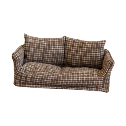 harayaa 1:12 Scale Dollhouse Miniatur Sofa Möbelmodell tun Spiel Spielzeug Mini Couch für BJD -Puppe, Braun von harayaa