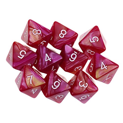 harayaa 10 Stück 8 Seitiger D8 Polyeder für Und Drachen, Die Spiele Spielen, Geschenk, Lila Rot, 16mm von harayaa