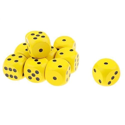 harayaa 10x 10x 2cm D6 Holzstanzformen für Kinder Bausteine Spielzeug Geschenk, Gelb von harayaa